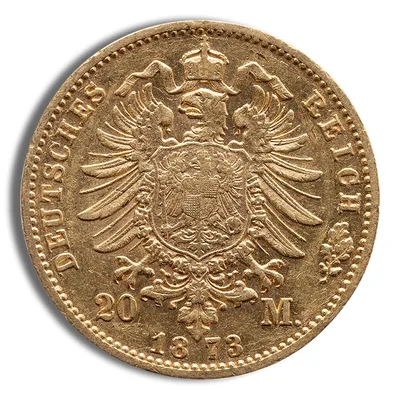Germany 20 Mark Gold Coin — reverse view