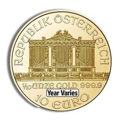 1/10 oz Austrian Philharmonic Gold Coin (Year Varies) — reverse view