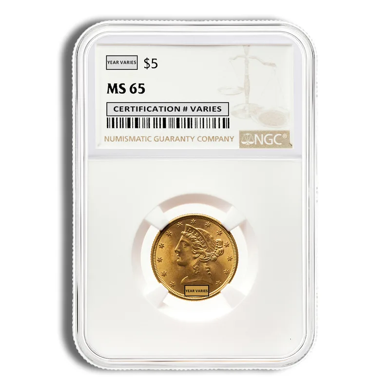 $5 Gold Liberty Half Eagle - NGC MS65 — Gold bullion from Standard Bullion