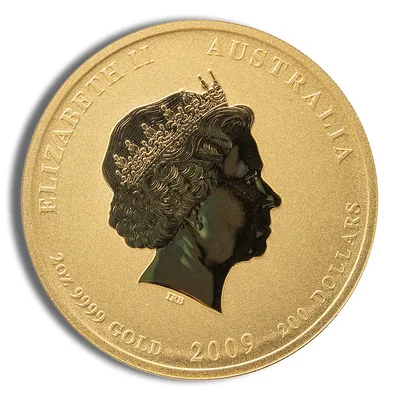 2009 2 oz Australia Gold Lunar Ox BU - Series II — reverse view