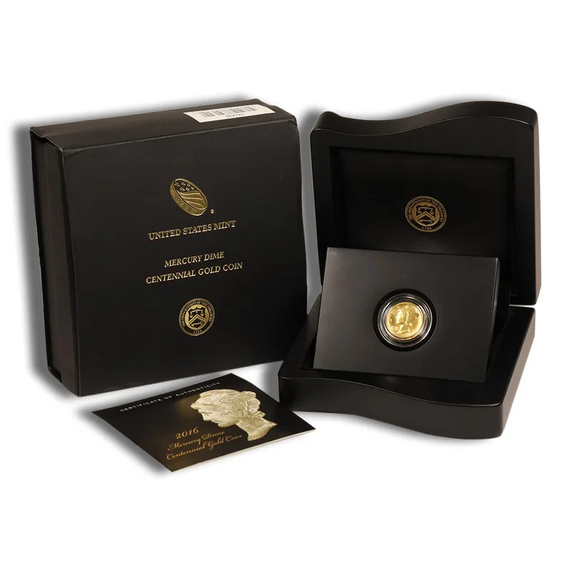 2016-W 1/10 oz Gold Mercury Dime Centennial Coin w/OGP — Gold bullion from Standard Bullion