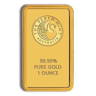 1 oz Gold Bar - Perth Mint (Black Card) — detail view