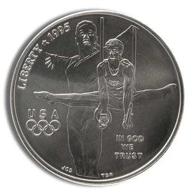 1995-D <body> Gymnast Silver Commem - BU — reverse view