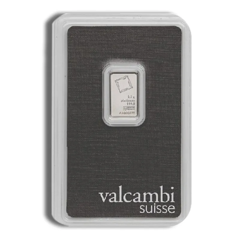 2.5 gram Platinum Bar - Valcambi (Carded) — Platinum bullion from Standard Bullion