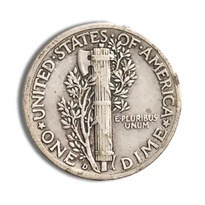 <body> FV 90% Silver Mercury Dimes — reverse view