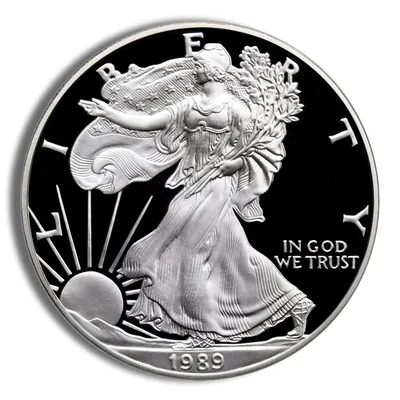 1989-S Proof Silver Eagle with Box & COA — reverse view