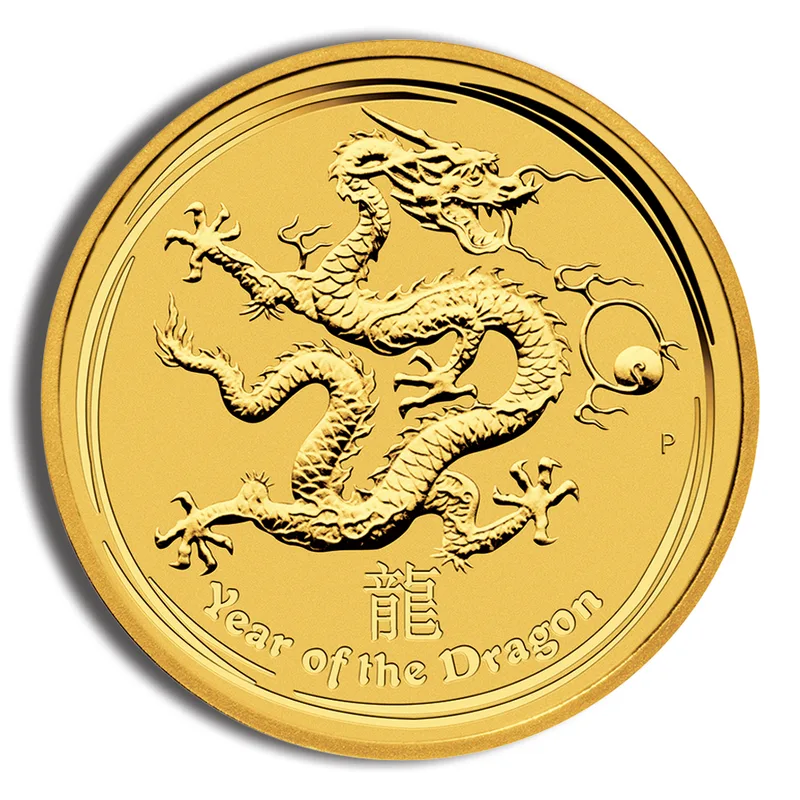 2012 2 oz Australia Gold Lunar Dragon BU - Series II — Gold bullion from Standard Bullion