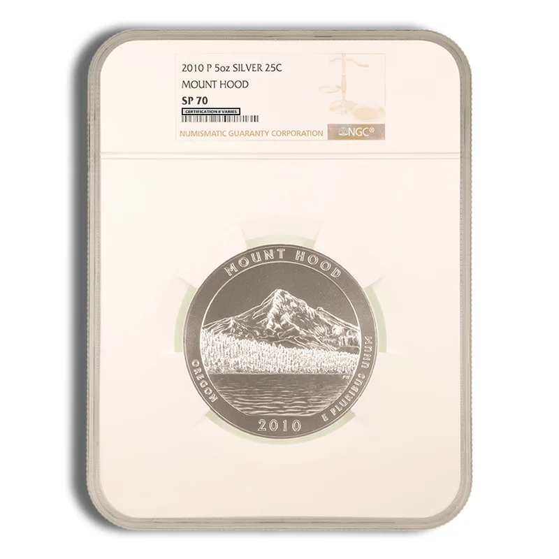 2010-P 5 oz ATB Mt Hood Silver Coin NGC SP70 — Silver bullion from Standard Bullion
