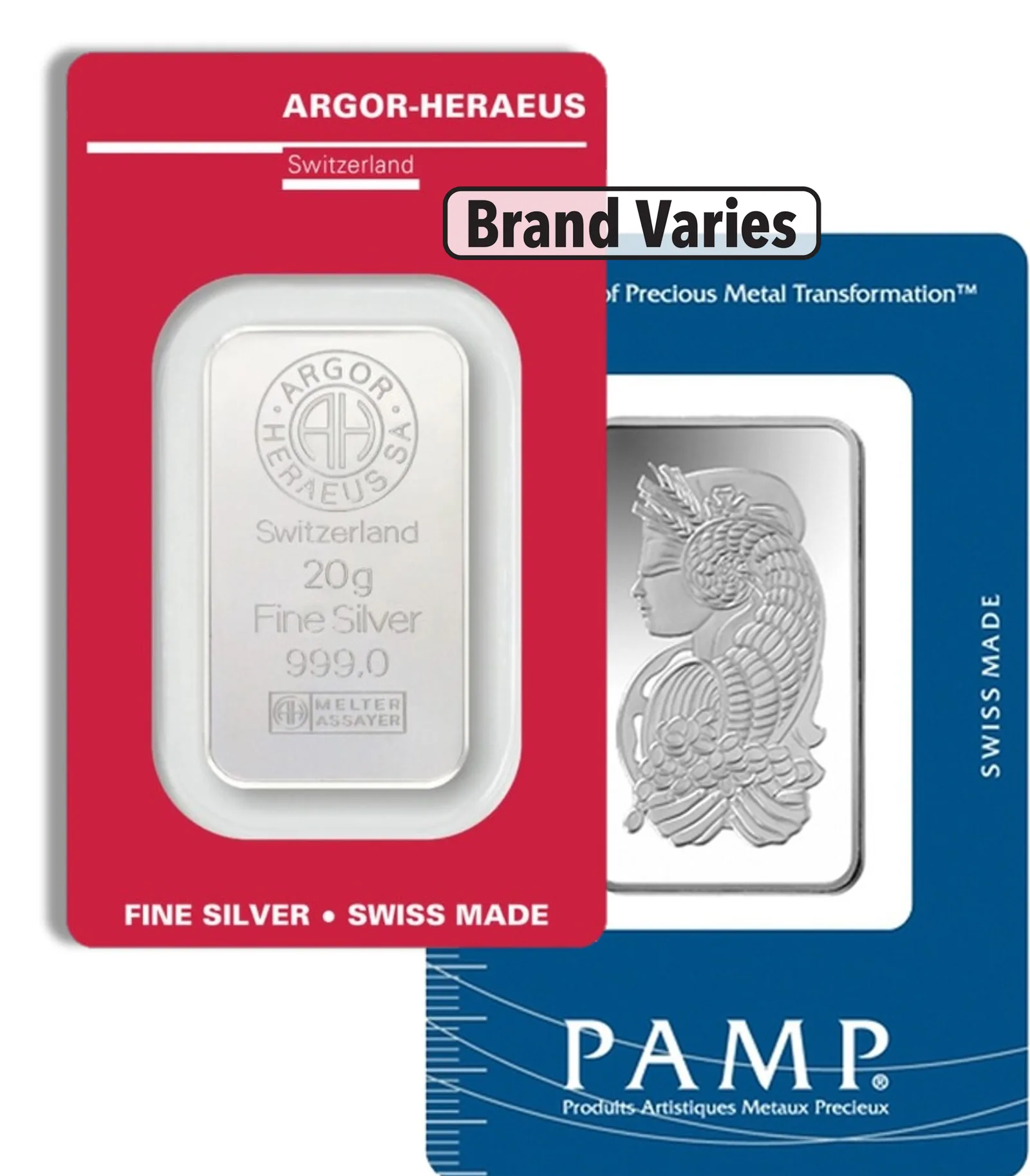 20 gram Silver Bar - Brand Varies (Carded) — Silver bullion from Standard Bullion