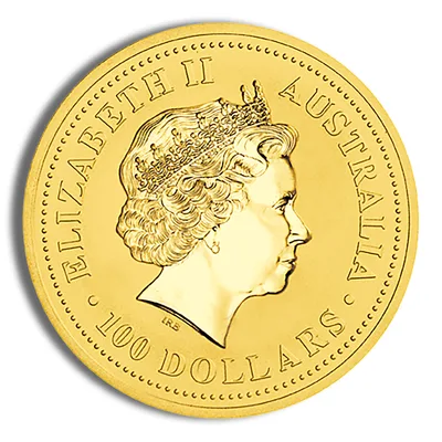 2006 1 oz Australia Gold Lunar Dog BU - Series I — reverse view