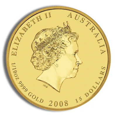 2008 1/10 oz Australia Gold Lunar Mouse BU - Series II — reverse view