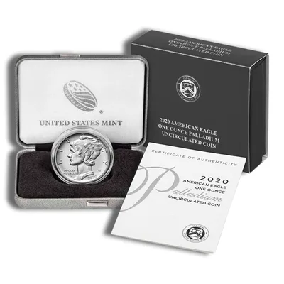 2020-W 1 oz Burnished Palladium Eagle (w/Box & COA) — packaging view
