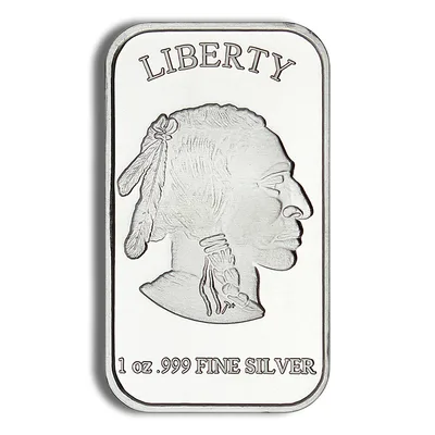 1 oz Silver Bar - Buffalo Design — reverse view