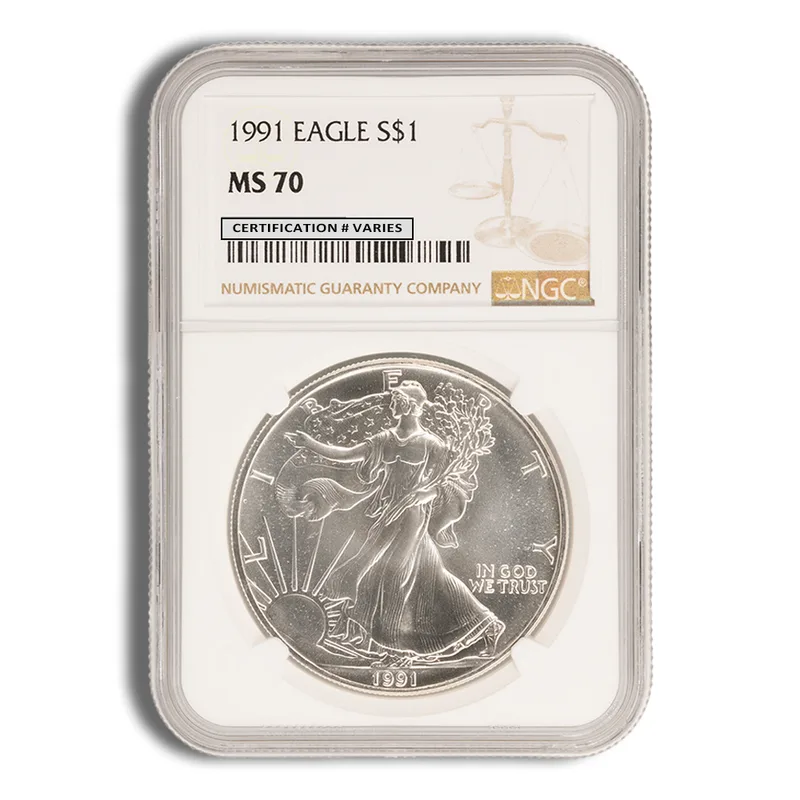 1991 Silver Eagle NGC MS70 — Silver bullion from Standard Bullion
