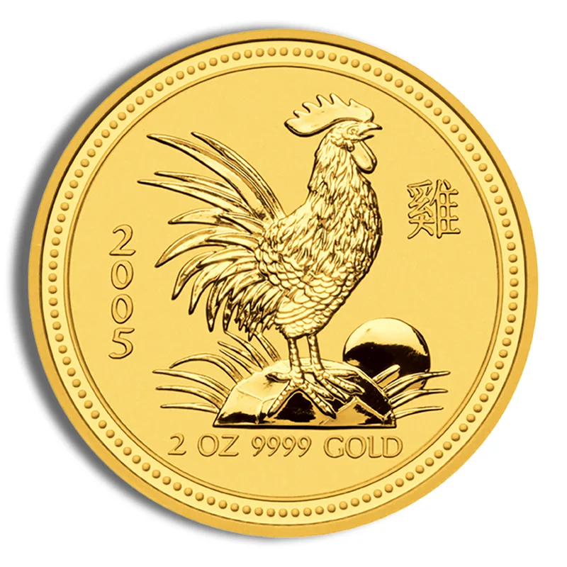 2005 2 oz Australia Gold Lunar Rooster BU - Series I — Gold bullion from Standard Bullion