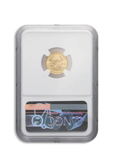 1989 1/10 oz Gold Eagle $5 NGC MS70 — reverse view