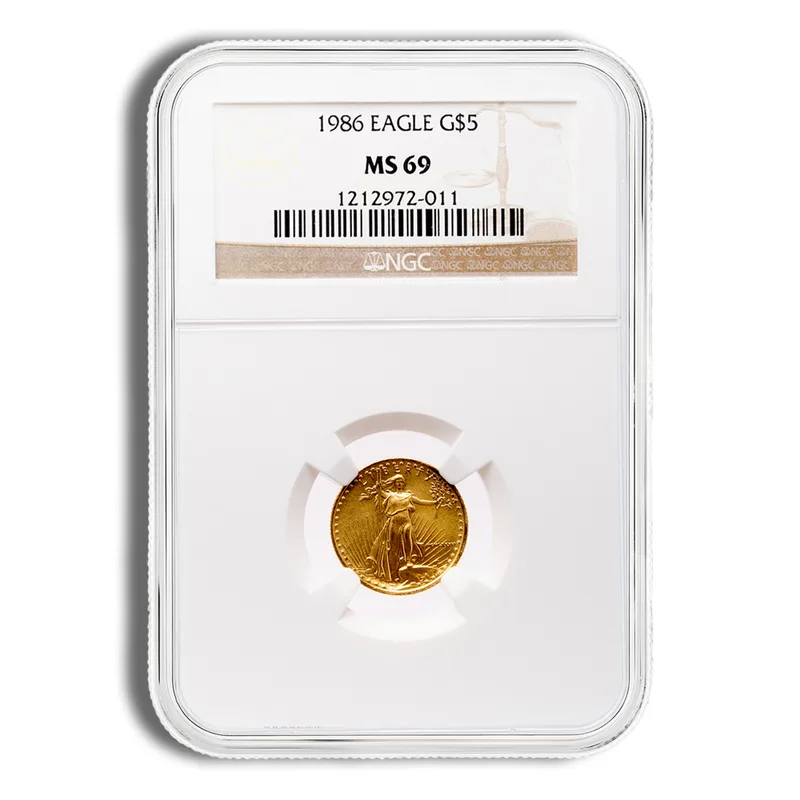 1986 1/10 oz Gold Eagle $5 NGC MS69 — Gold bullion from Standard Bullion