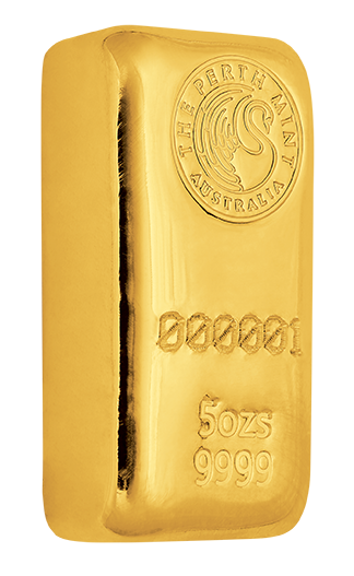 5 oz Gold Bar - Perth Mint (Cast) — reverse view