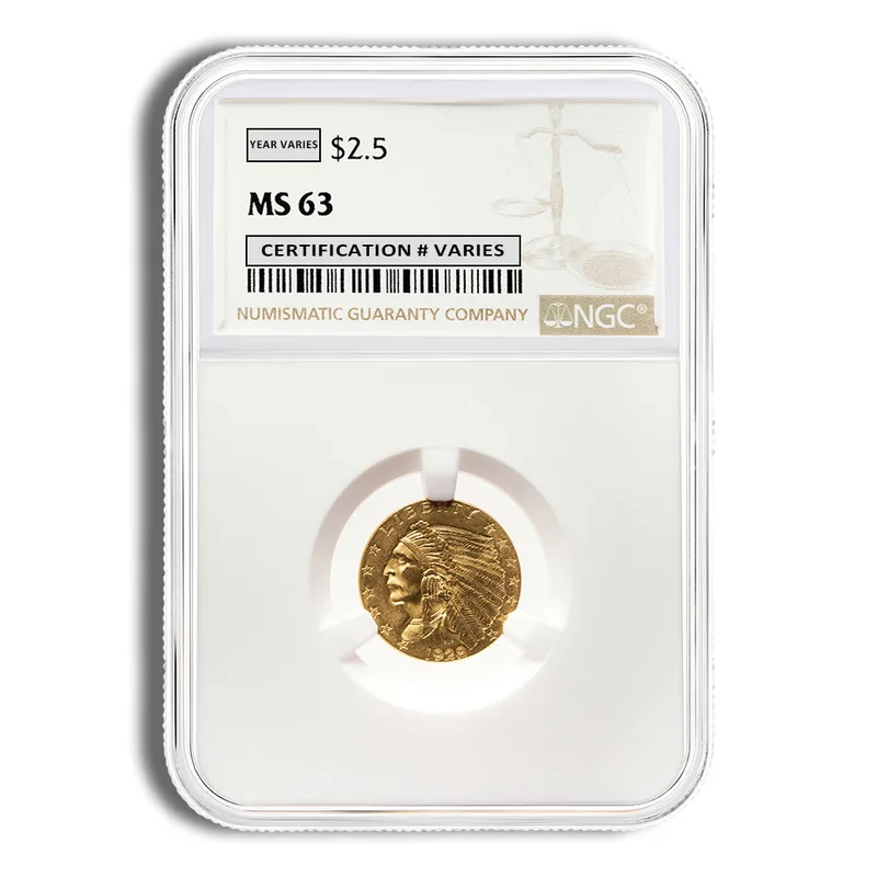 $2.5 Gold Indian Quarter Eagle - NGC MS63 — Gold bullion from Standard Bullion