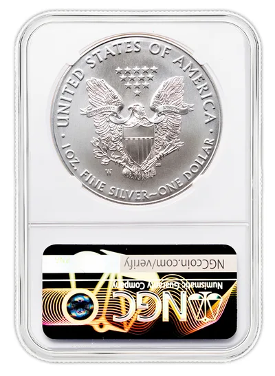 2016-W Burnished Silver Eagle NGC MS70 — reverse view