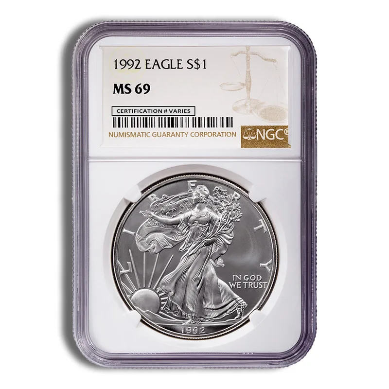 1992 Silver Eagle NGC MS69 — Silver bullion from Standard Bullion