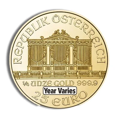 1/4 oz Austrian Philharmonic Gold Coin (Year Varies) — reverse view