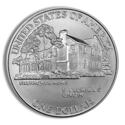 1990-W <body> Eisenhower Silver Commem - BU — reverse view