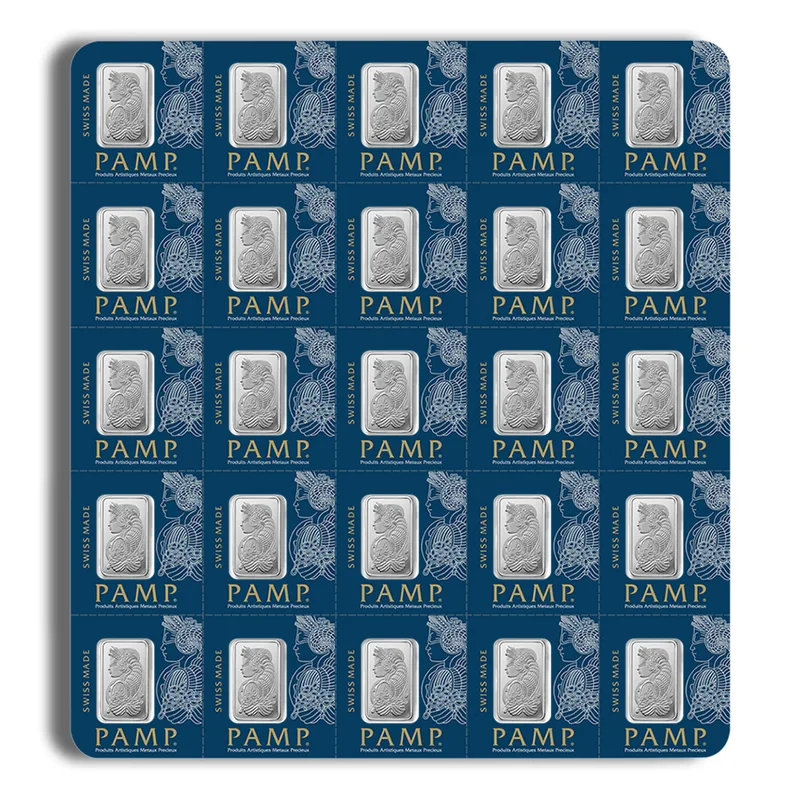 25 x 1 gram Platinum Bar - PAMP Multigram (Carded) — Platinum bullion from Standard Bullion