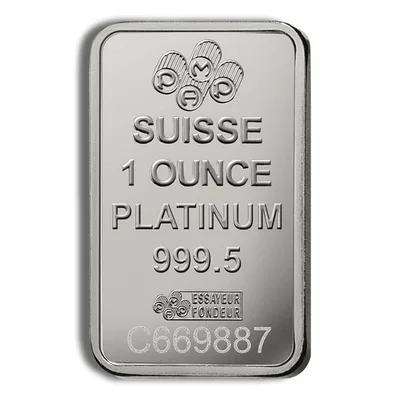 1 oz Platinum Bar - PAMP Fortuna (Carded) — detail view