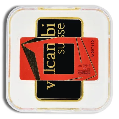 10 oz Gold Bar - Valcambi (Carded) — reverse view