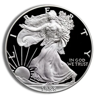 1988-S Proof Silver Eagle with Box & COA — reverse view