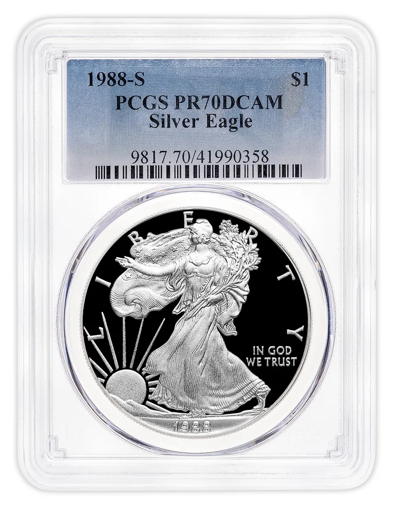 1988-S Proof Silver Eagle PCGS PR70 — Silver bullion from Standard Bullion