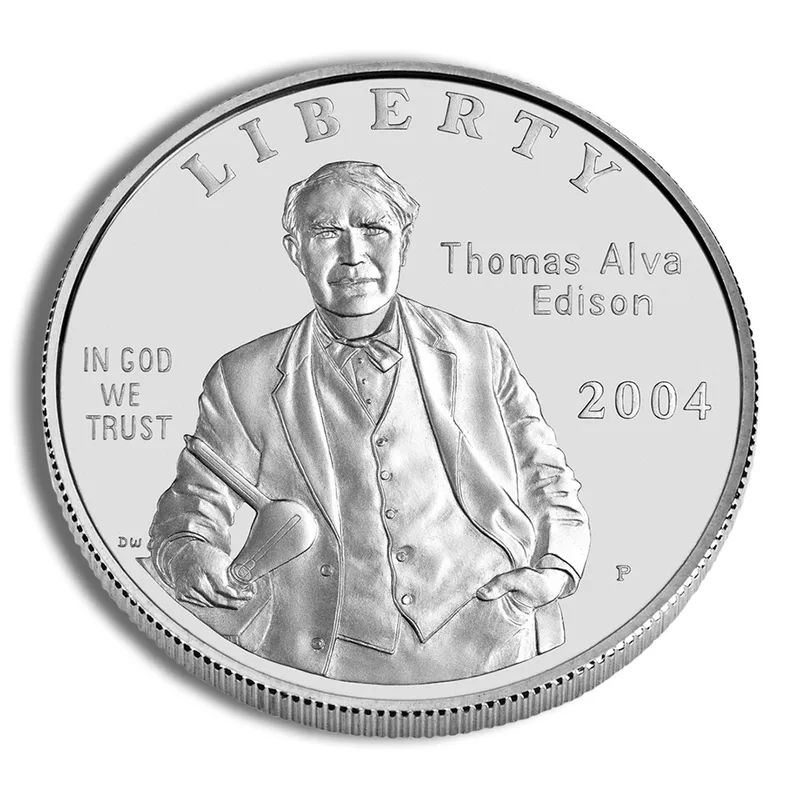 2004-P <body> Thomas A. Edison Silver Commem - BU — Silver bullion from Standard Bullion
