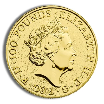 2017 1 oz Great Britain Queen's Beast Gold Coin - Dragon — reverse view