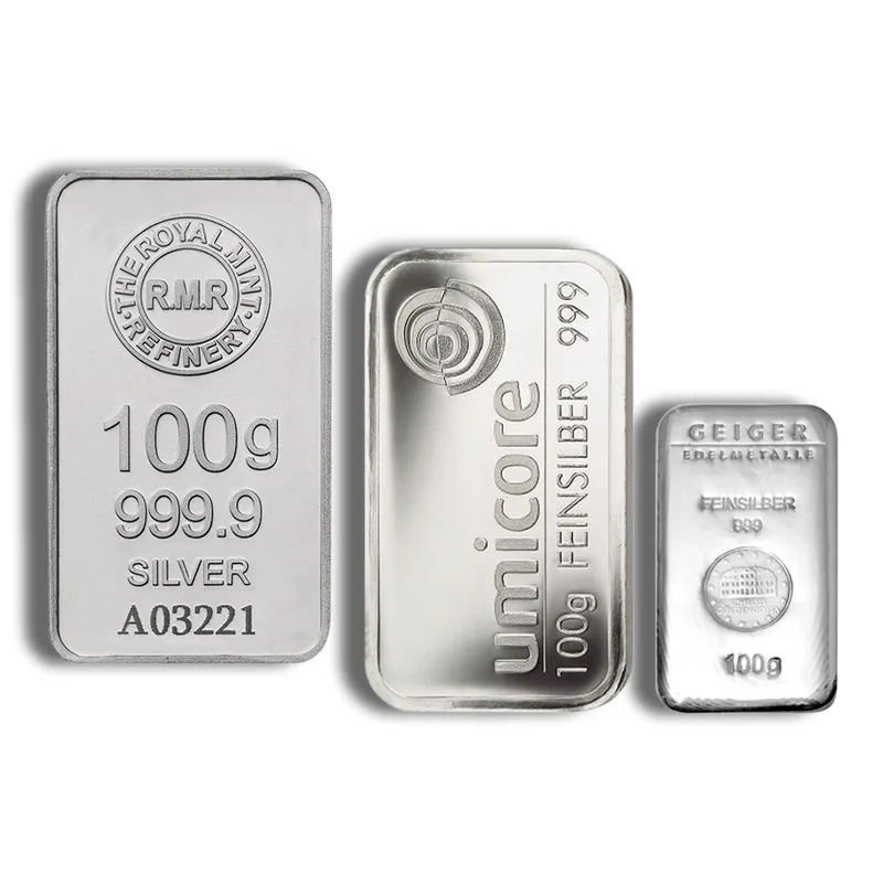 100 gram Silver Bar - Brand Varies — Silver bullion from Standard Bullion