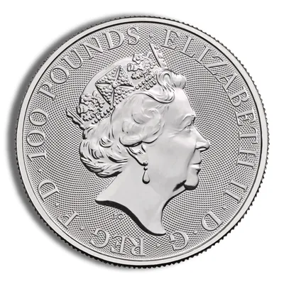 2022 1 oz Great Britain Queen's Beast Platinum Coin - White Greyhound of Richmond — reverse view