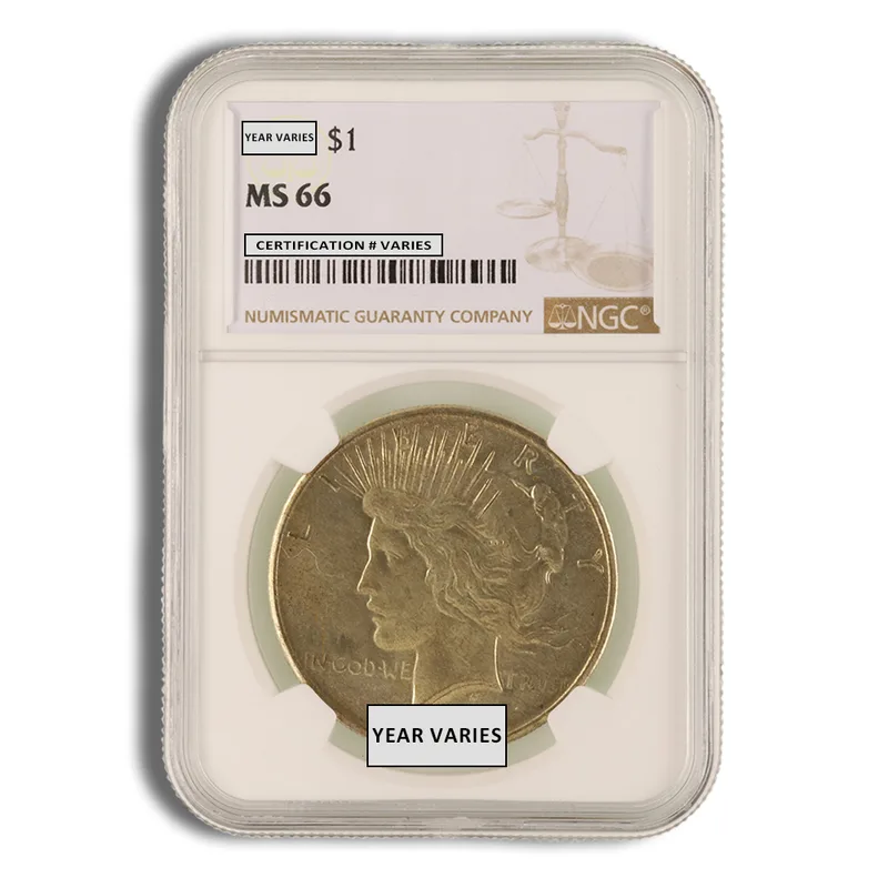 Peace Dollar - NGC MS66 (Toned) — Silver bullion from Standard Bullion