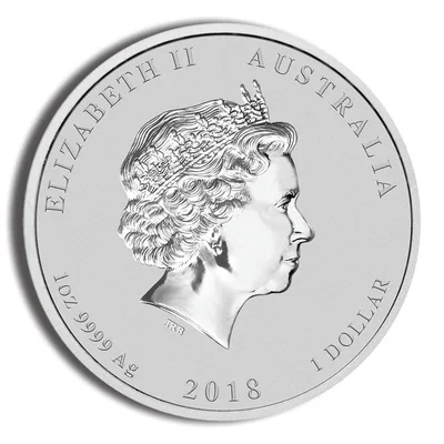 2018 1 oz Australia Silver Lunar Dog BU - Series II — reverse view