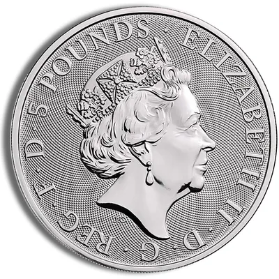 2019 2 oz Silver Great Britain Queen's Beasts - Yale — reverse view