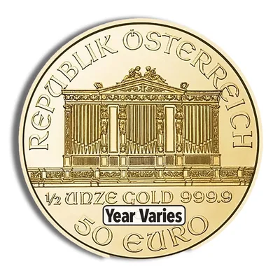 1/2 oz Austrian Philharmonic Gold Coin (Year Varies) — reverse view