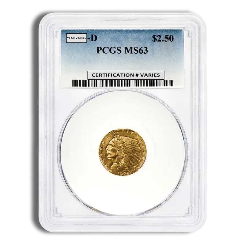 $2.5 Gold Indian Quarter Eagle - PCGS MS63 — Gold bullion from Standard Bullion