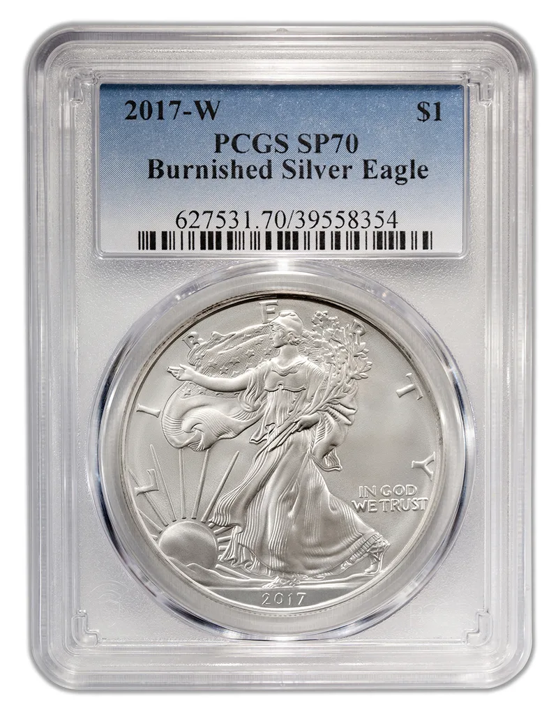 2017-W Burnished Silver Eagle PCGS SP70 — Silver bullion from Standard Bullion