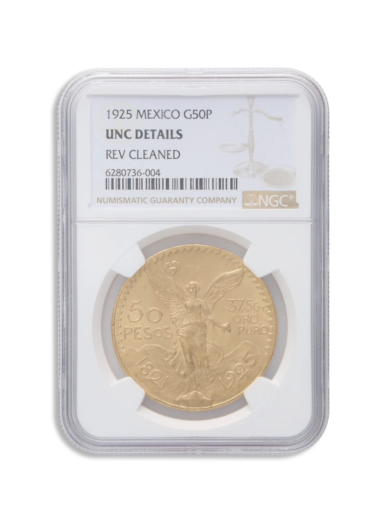 1925 Mexico Gold 50 Peso - Unc Details - Rev Cleaned — Gold bullion from Standard Bullion