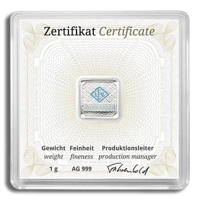 1 gram Silver Bar - Geiger (In Assay) — reverse view