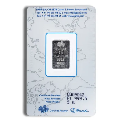 5 gram Platinum Bar - Brand Varies (Carded) — reverse view