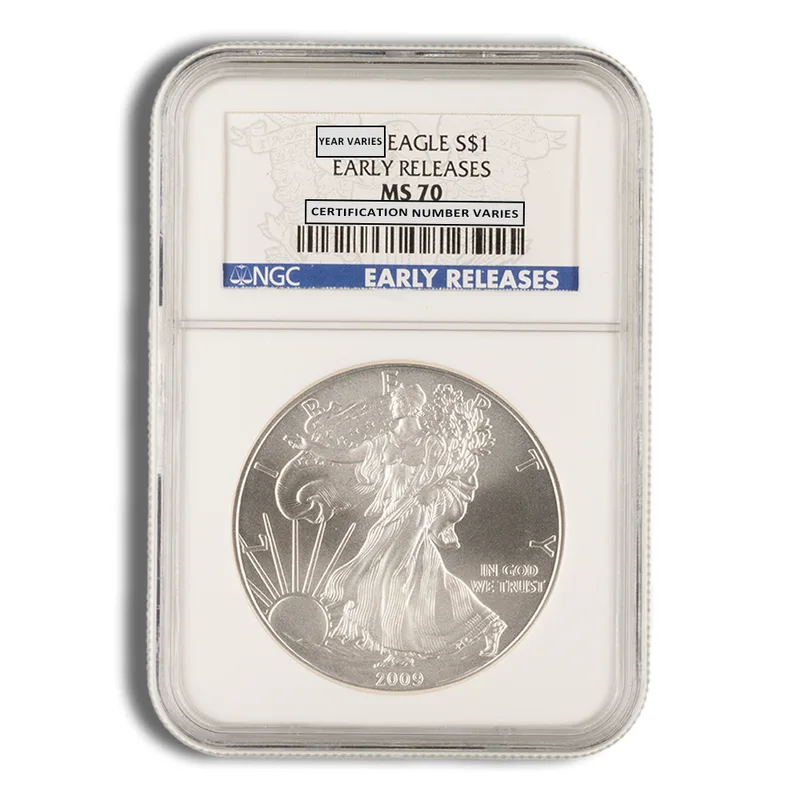 2009 Silver Eagle NGC MS70 Early Releases — Silver bullion from Standard Bullion