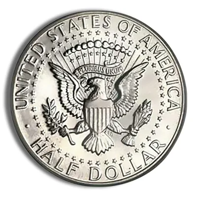 <body> FV 90% Silver 1964 Kennedy Half Dollars - BU — reverse view