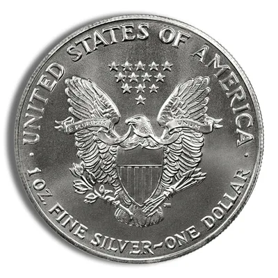 1990 Silver American Eagle - BU — reverse view