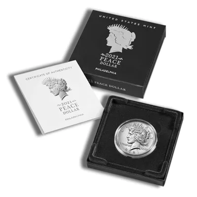 2021-P Peace Silver Dollar w/Box & COA — packaging view