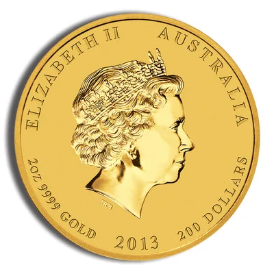 2013 2 oz Australia Gold Lunar Snake BU - Series II — reverse view